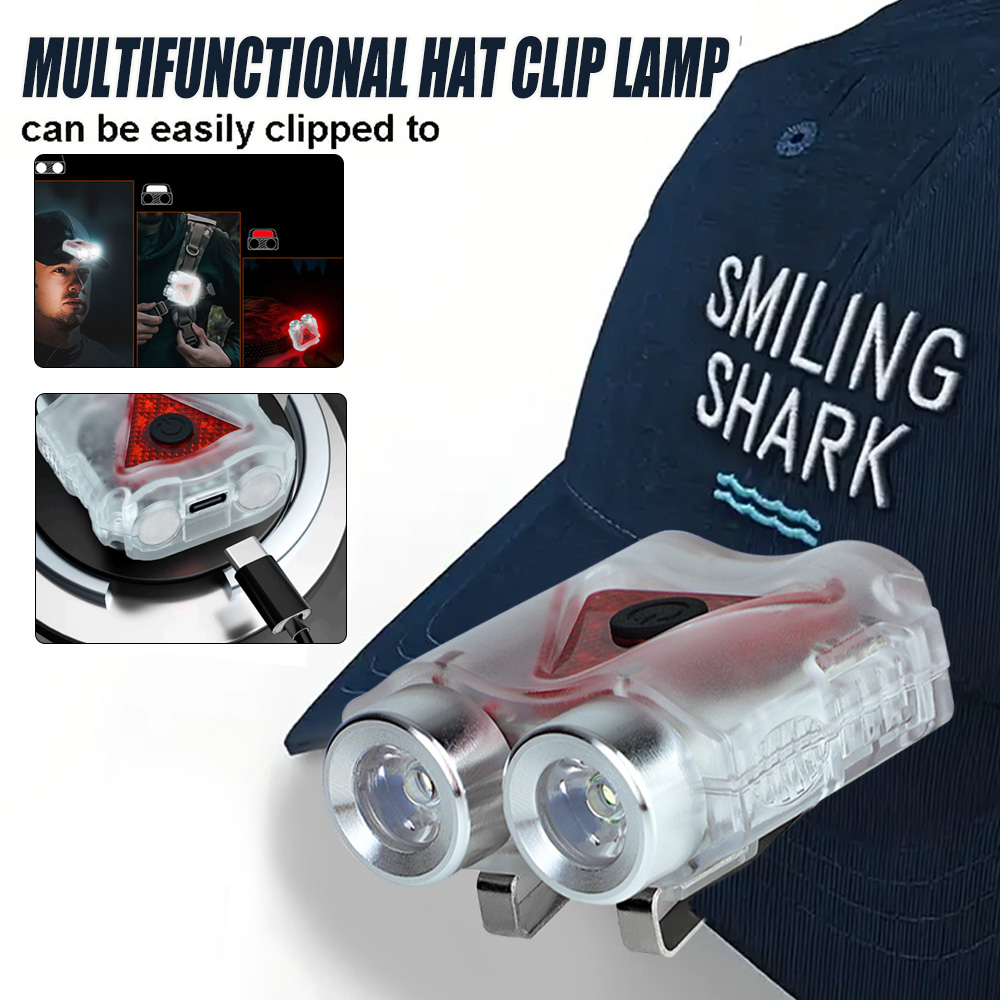 Headlamp Waterproof Rechargeable - 充電式ハンズフリーLEDヘッドランプ、防水キーチェーンマグネットヘッドライト、ナイトランニング、キャンプ、緊急作業用の帽子クリップ付き