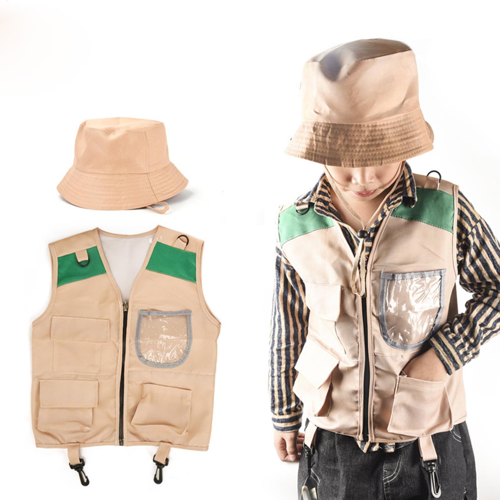 Outdoor Adventure Outfit - キッズエクスプローラーハットとベストコスチュームセット キッズアドベンチャーロールプレイアウトドアキット キッズアドベンチャーベスト衣装 釣り キャンプ ハイキング用