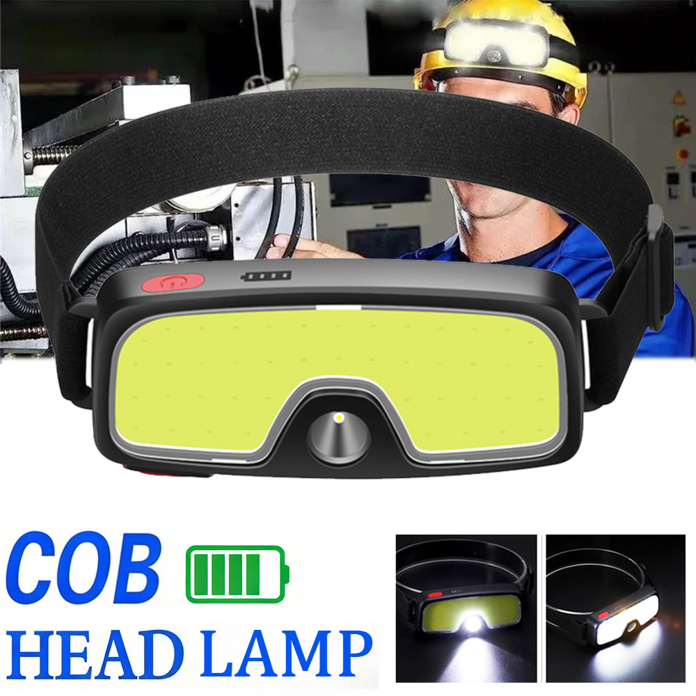 Headlamp Waterproof Rechargeable - 強力な COB ヘッドランプ Type-c/USB 充電式ヘッド懐中電灯内蔵バッテリー屋外釣りキャンプランタン防水トーチ