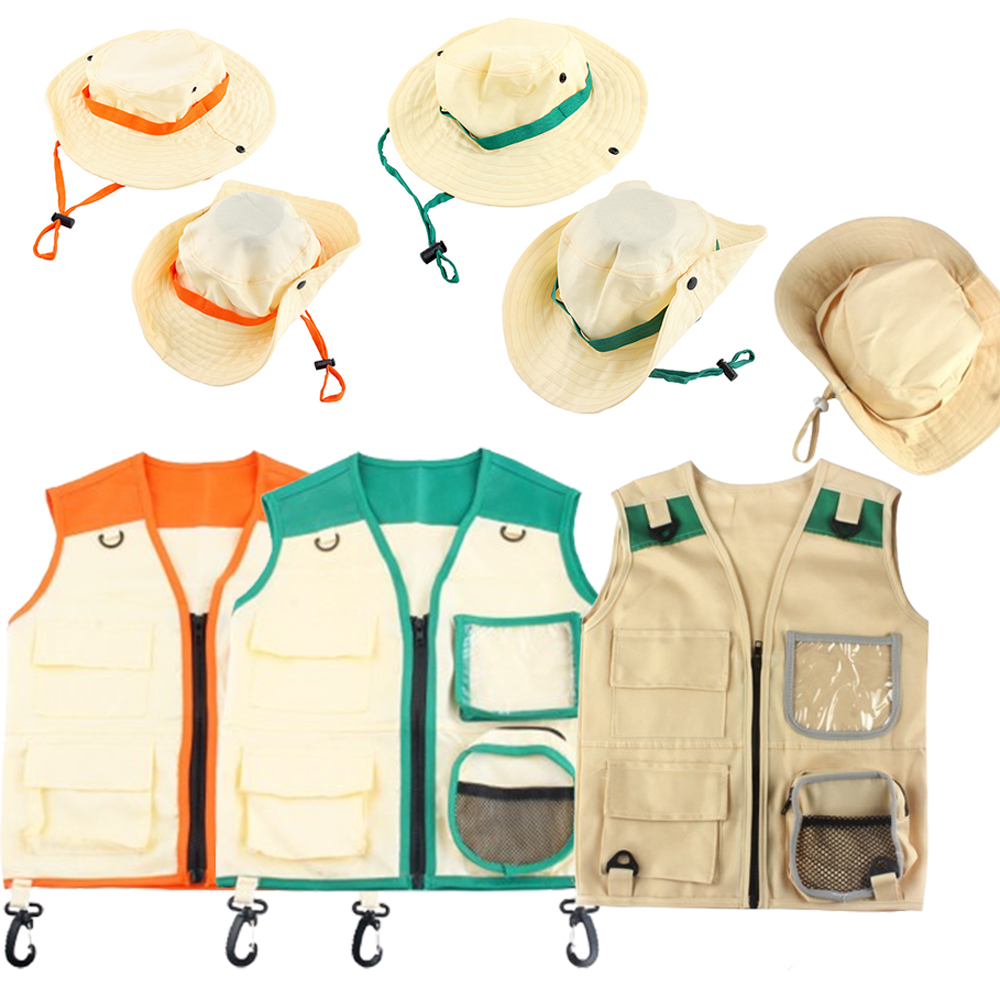 Outdoor Adventure Outfit - キッズエクスプローラーコスチュームセット アドベンチャーベストとサンハット 子供用アウトドアキャンプハイキングロールプレイコスチューム 男の子と女の子向け