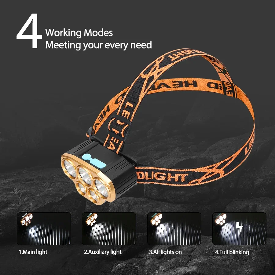 充電式 5 LED ヘッドライト超高輝度強力防水ヘッド懐中電 - Headlamp Waterproof Rechargeable のレビューと価格