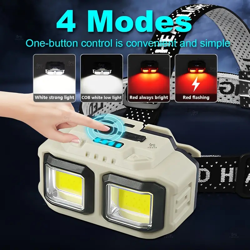 COB LED ヘッドランプ充電式ヘッドライト防水作業灯安全 - Headlamp Waterproof Rechargeable のレビューと価格