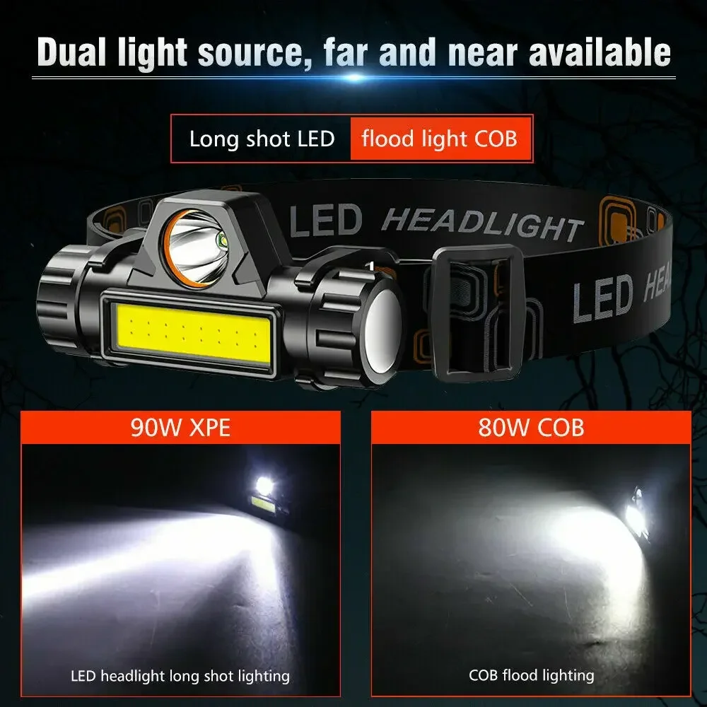 1-3 個充電式 COB LED ヘッドランプ強力な磁気強力 - Headlamp Waterproof Rechargeable のレビューと価格