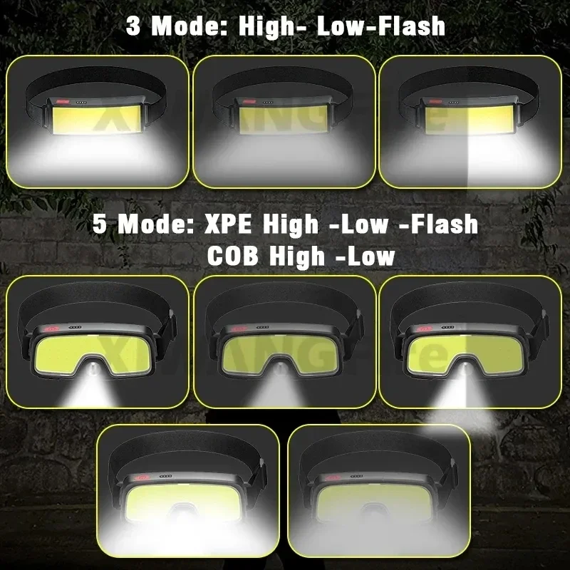強力な COB LED ヘッドランプ Type-c 充電式ヘ - Headlamp Waterproof Rechargeable のレビューと価格