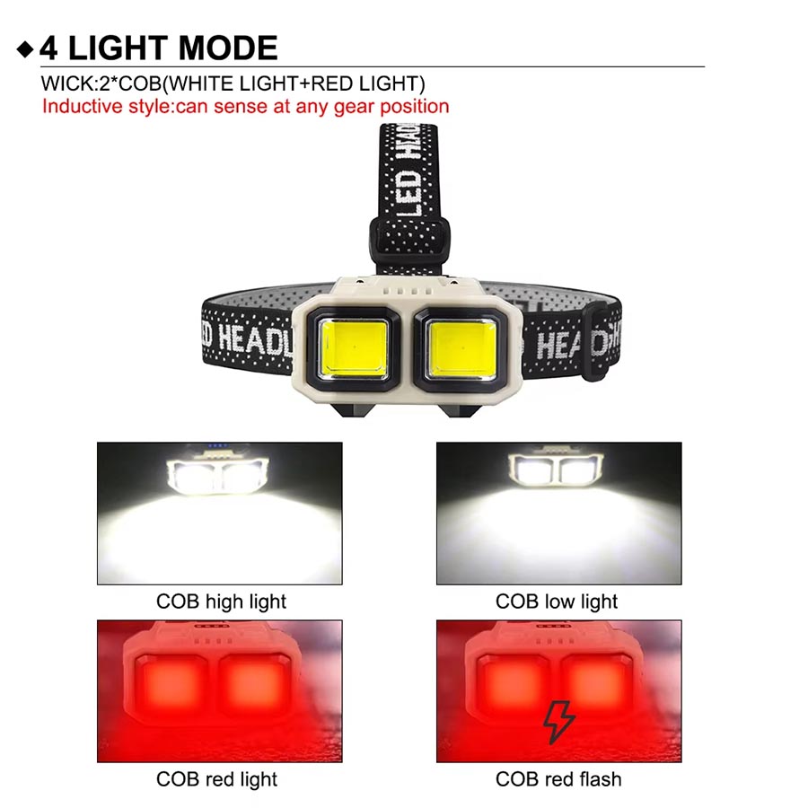 COB LED ヘッドランプ充電式ヘッドライト、屋外キャンプ - Headlamp Waterproof Rechargeable のレビューと価格