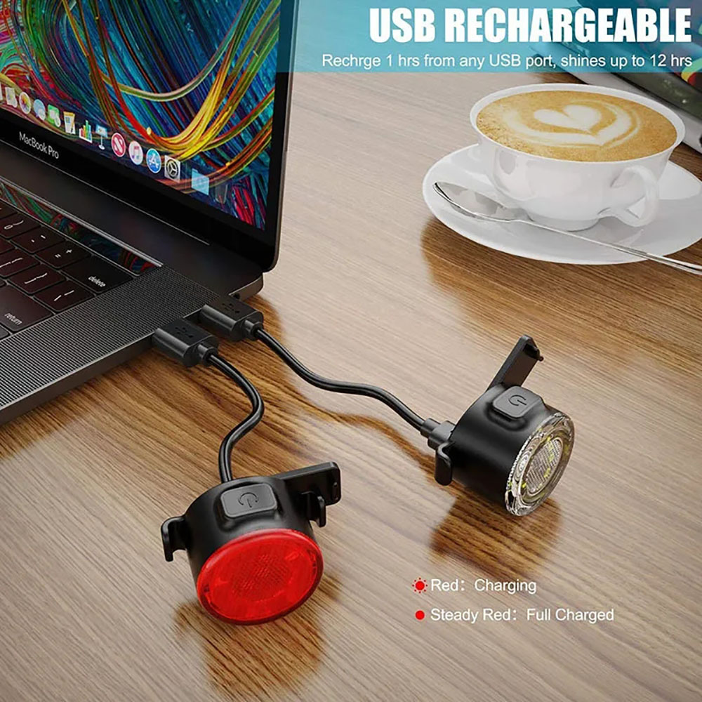 USB充電式防水LED自転車ライトセット、超高輝度フロントヘ - Headlamp Waterproof Rechargeable のレビューと価格